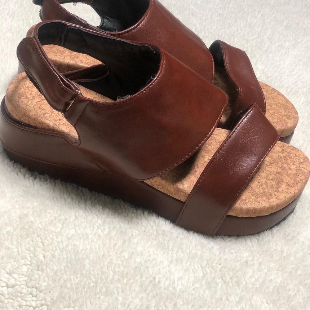 New!! Brown wedge sandals. Size 9.5